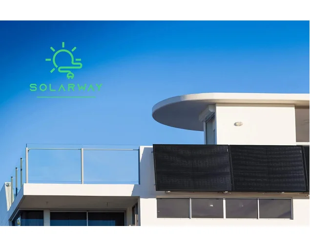 Solarway Balkonkraftwerk 600 Watt 800 Watt Modulleistung Wechselrichter mit APP/WIFI Plug&Play Solaranlage genehmigungsfrei, BKW800W600W, Schwarz