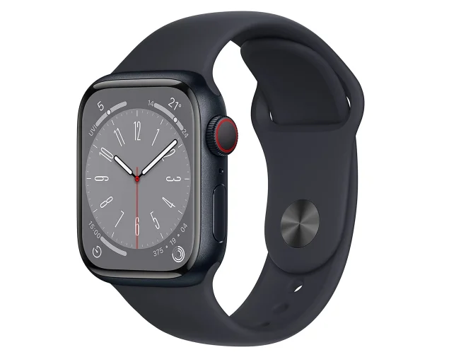 Apple Watch Series 8 (GPS, 45mm) Smartwatch - Aluminiumgehäuse Mitternacht, Sportarmband Mitternacht - Regular. Fitnesstracker, Blutsauerstoffund EKGApps, Always-On Retina Display, Wasserschutz