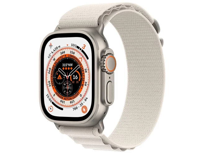 Apple Watch Ultra (GPS + Cellular, 49mm) Smartwatch - Titangehäuse, Alpine Loop Polarstern - Medium. Fitnesstracker, präzisesGPS, Aktionstaste, extra Lange Batterielaufzeit, helleres Retina Display